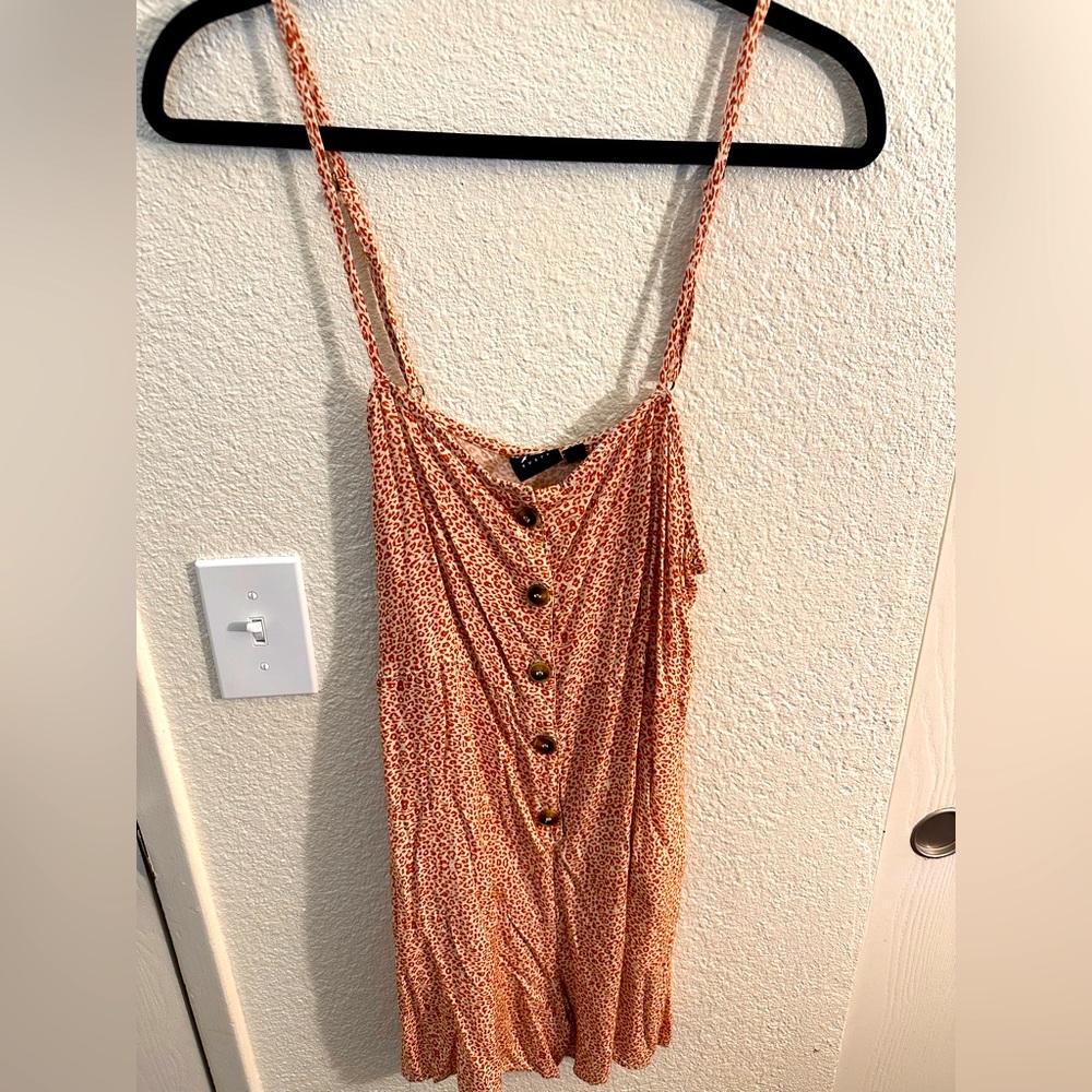 Rusty Cheetah Print Spaghetti Strap Buttoned Romper